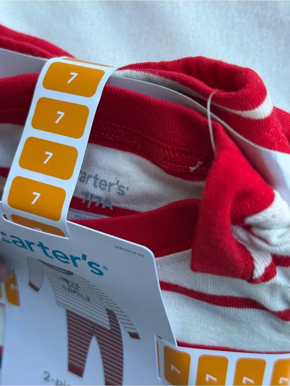 Carter's Red and White Striped 2-Piece Cotton Sleepwear Pajama Set